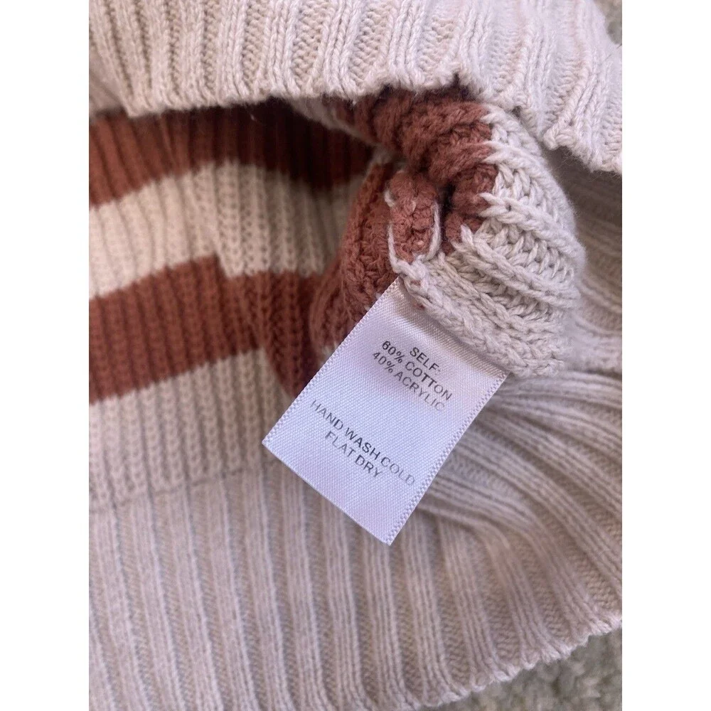 Flat White Size Small 80s Striped 1/4 Zip Sweater Oversized Hamptons East Coast